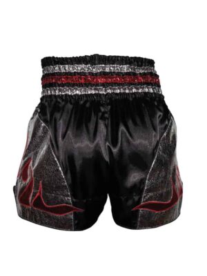 SKS Fire Muaythai Short (Black/Silver/Red)