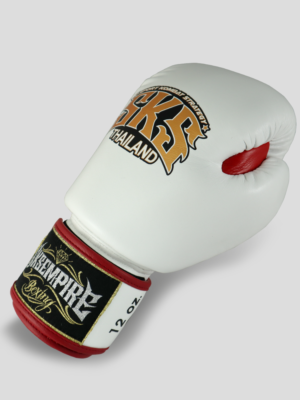 SKS Velcro Boxing Gloves Two-Tone (White/Red)