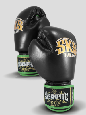 SKS Velcro Boxing Gloves Two-Tone (Black/Green) Glove Intro Page