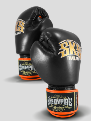 SKS Velcro Boxing Gloves Two-Tone (Black/Orange) Glove Intro Page