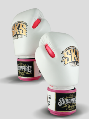 SKS Velcro Boxing Gloves Two-Tone (White/Pink) Glove Intro Page