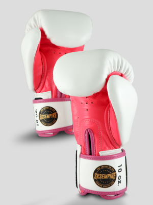 SKS Velcro Boxing Gloves Two-Tone (White/Pink)