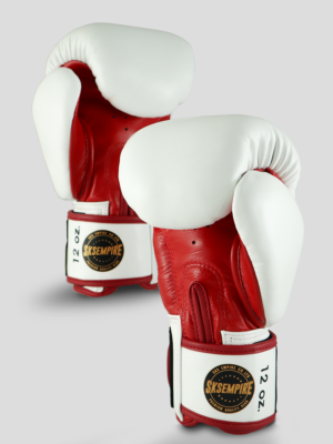 SKS Velcro Boxing Gloves Two-Tone (White/Red)