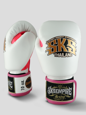 SKS Velcro Boxing Gloves Two-Tone (White/Pink)